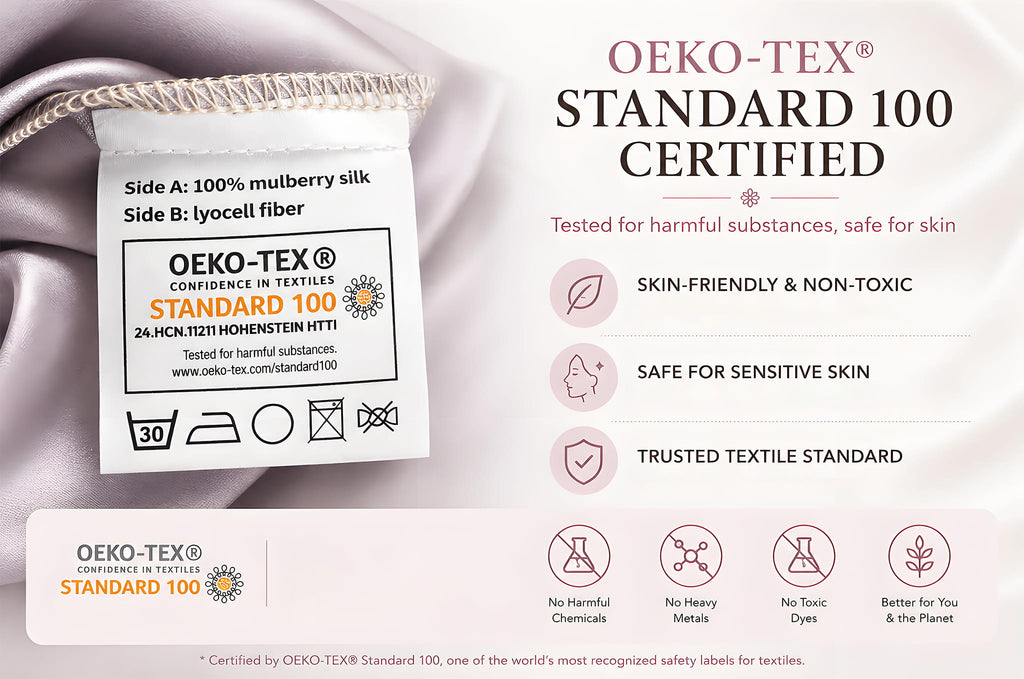 OEKO TEX certified silk pillowcase safe non toxic fabric