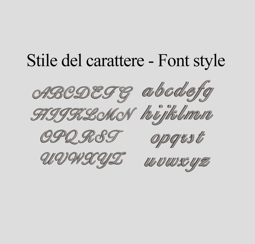 Preview of the cursive font style for personalized name embroidery on the phone case.